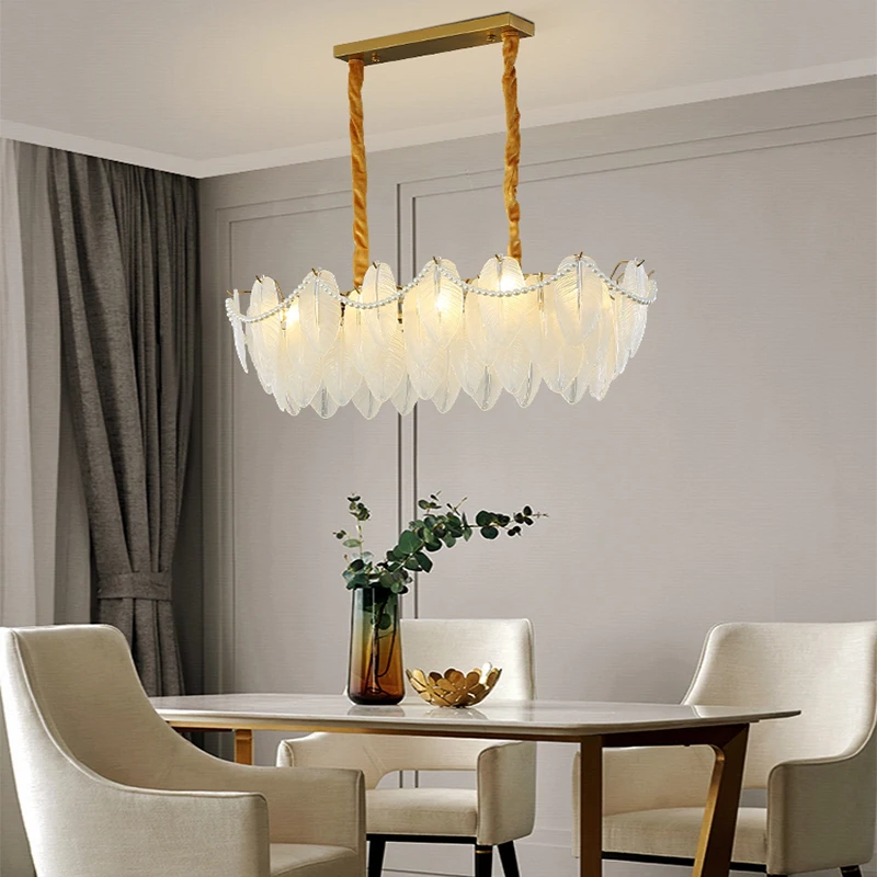 

Стеклянная люстра с перьями, подвесные светильники светодиодный потолка, светодиодное украшение для дома Dreamlike, милая домашняя декоративна...