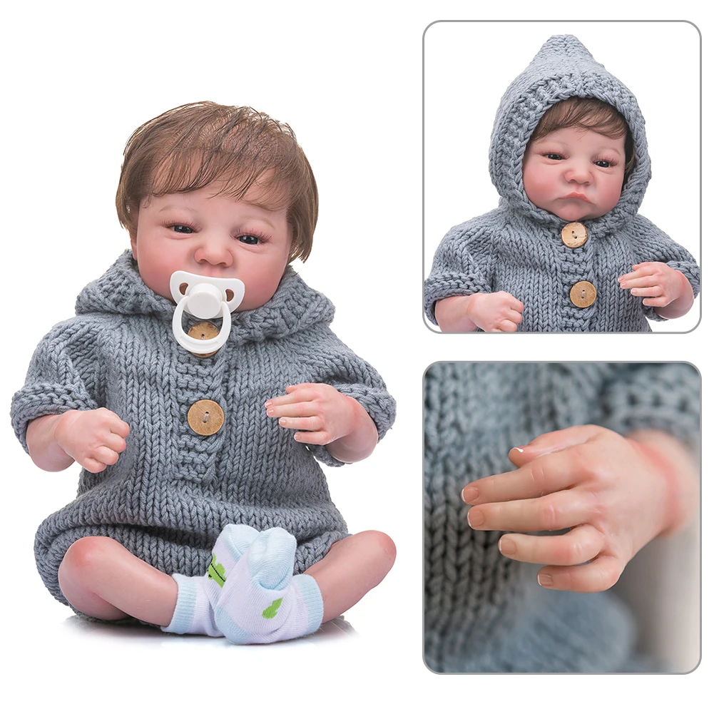 

48cm Simulation Rebirth Dolls with Pacifier Feeding Bottle Adorable Reborn Doll Appease Toys Baby Dolls Pretend Play for Newborn