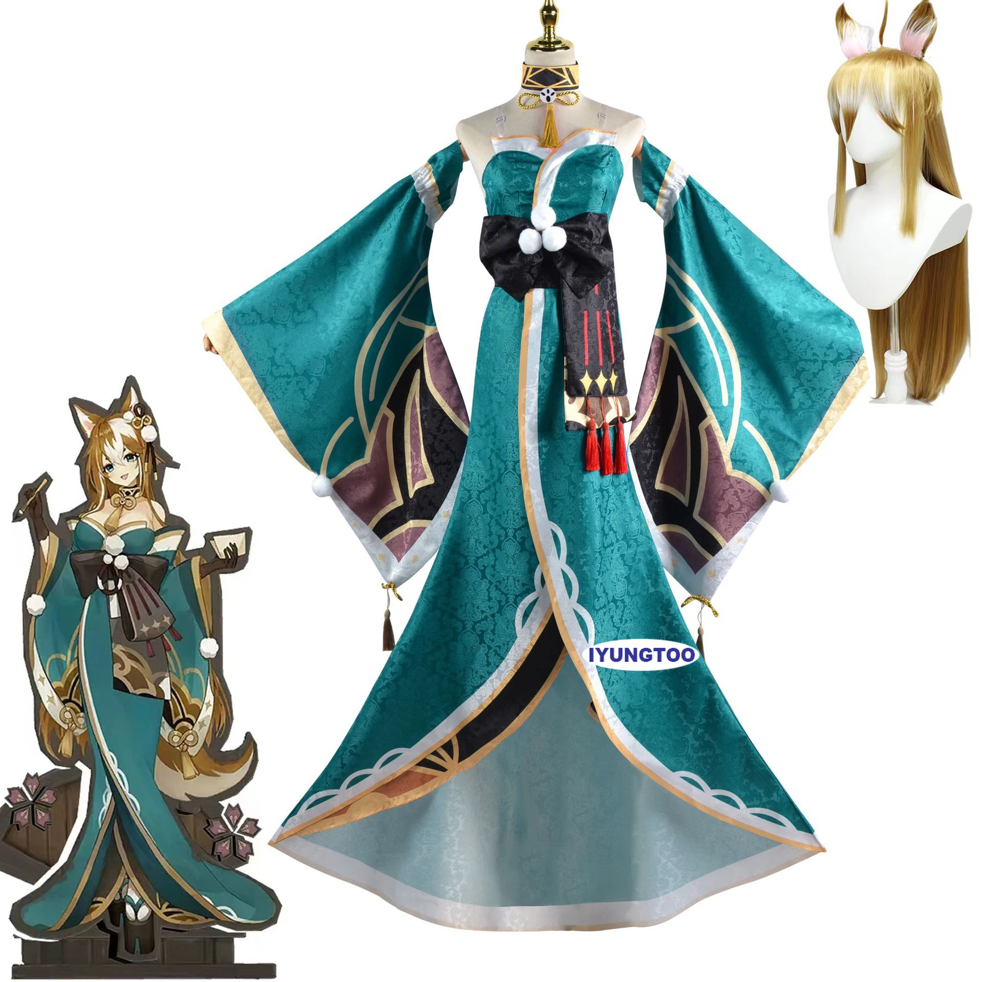 

Женское платье Genshin Impact Gorou, костюм для косплея, униформа для девочки, парики вечерние костюмы для вечеринки на Хэллоуин