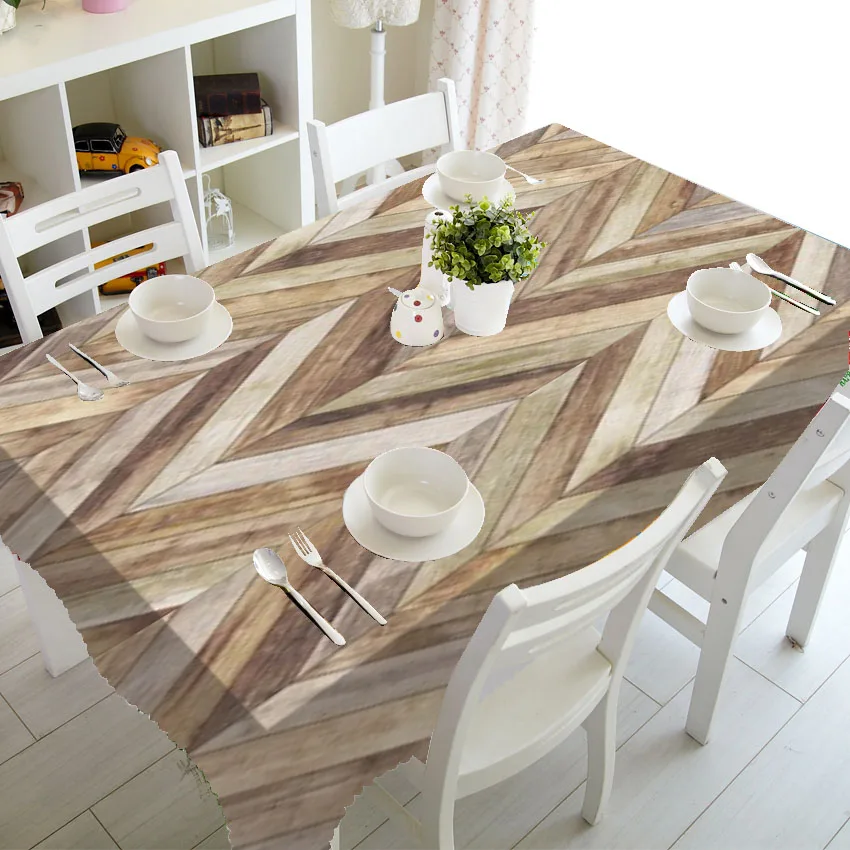 

Wooden Texture Printing Rectangular Tablecloths for Table Wedding Decoration Waterproof Coffee Table Cover Anti-stain Manteles