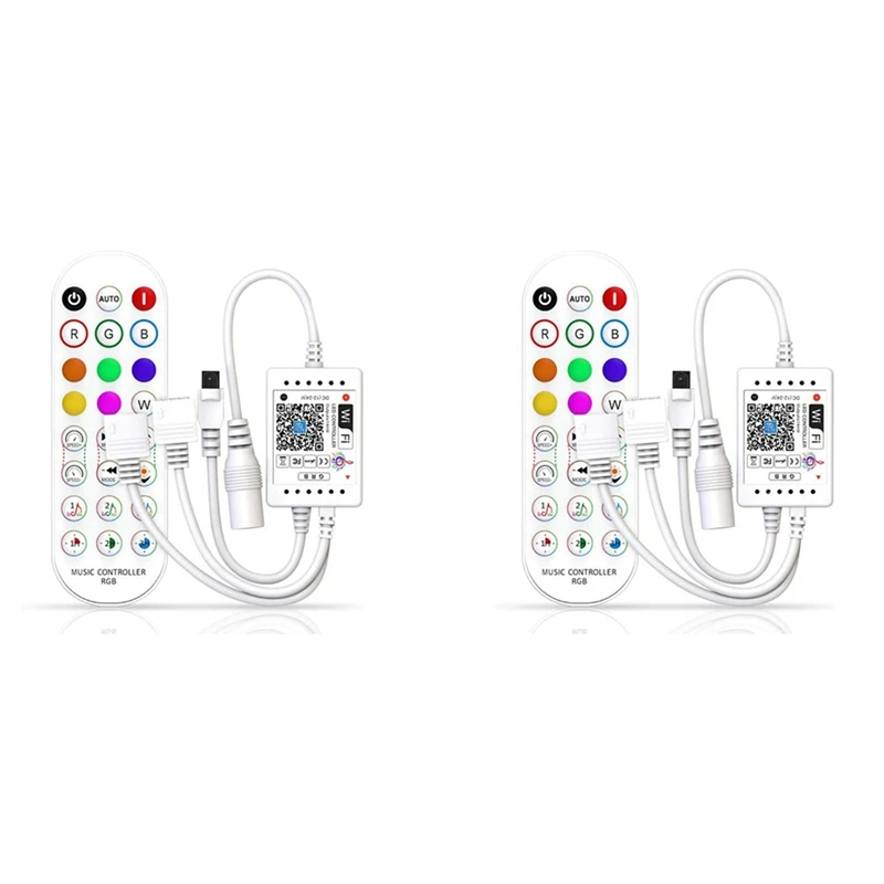

2X Wifi Smart RGB Music Controller For LED Strip Light + Infrared Remote Control 24 Keys Wireless For Color Strip Lights