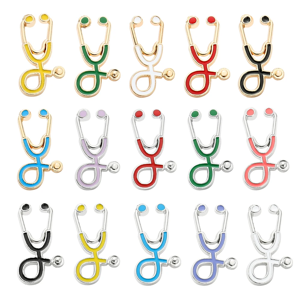 

Doctors Nurses Mini Stethoscope Brooches Pins Jackets Coat Lapel Pin Bag Button Collar Badges Gifts Medical Jewelry