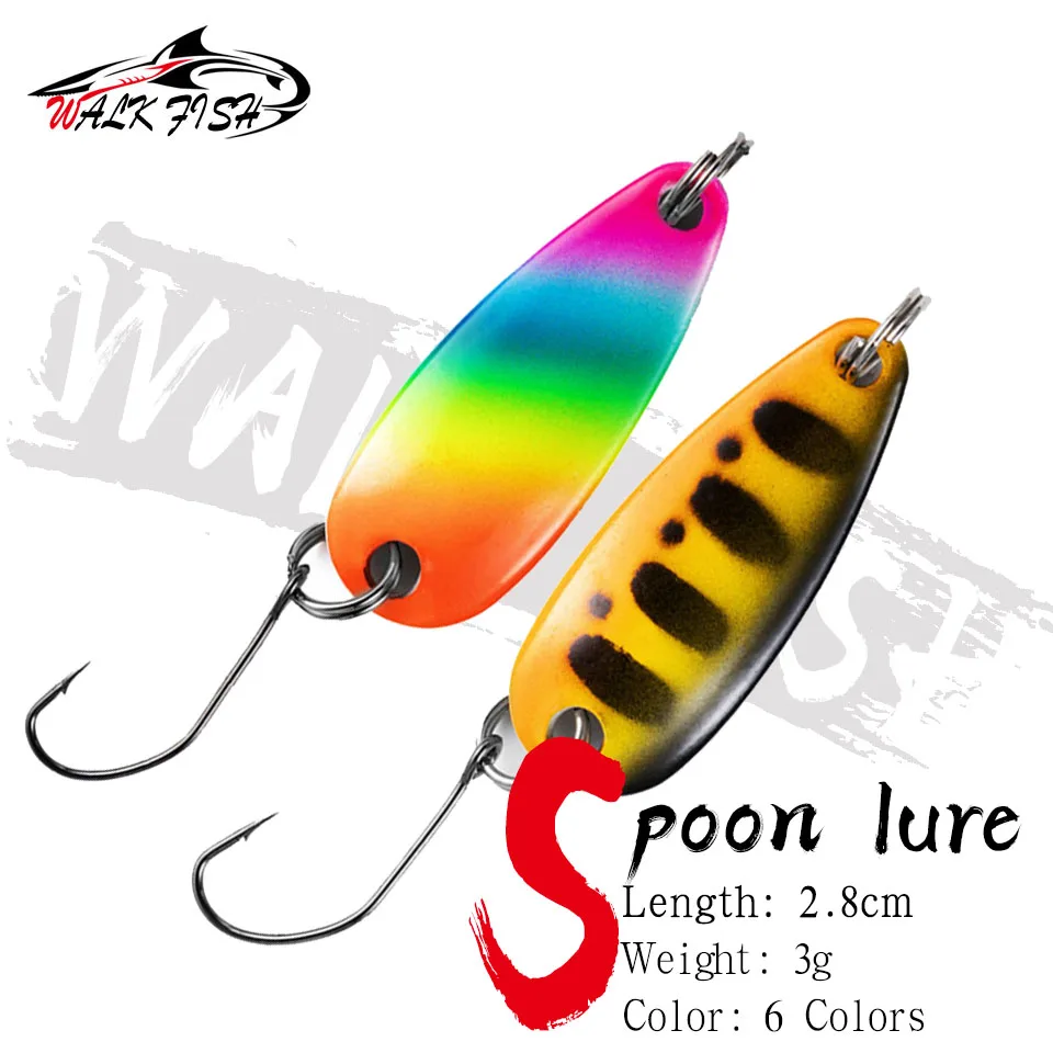 

WALK FISH 1PCS 2.8cm 3g Fishing Spoon Lure Fishing Wobblers Pesca Fishing Tackle Spinner Bait 5pcs Artificial Trout Spoon