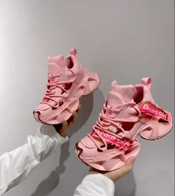 2023 High Top Women's Breathable Chunky Sneakers Fashion Platform Leather White Shoes Ladies Casual Short Boots Zapatos De Mujer