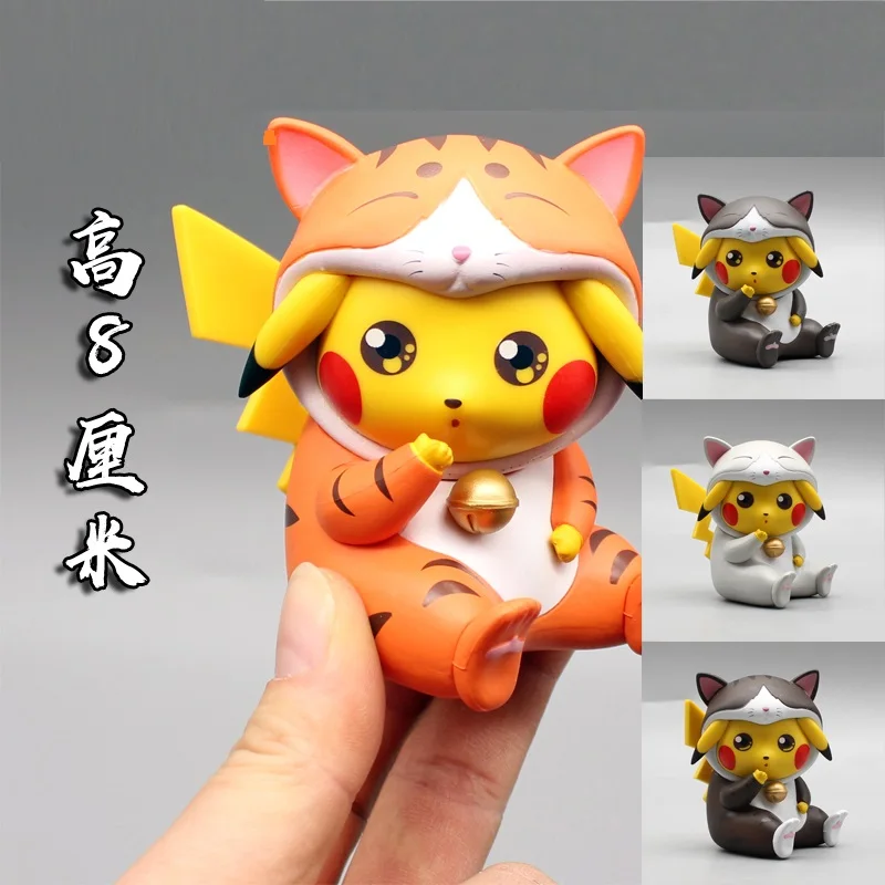 

8CM Kawaii Pokemon Anime Cartoon Movie Action Figure Pikachu COS Sakura Cat Model Collection Doll ChildrenToys Christmas GiftPVC
