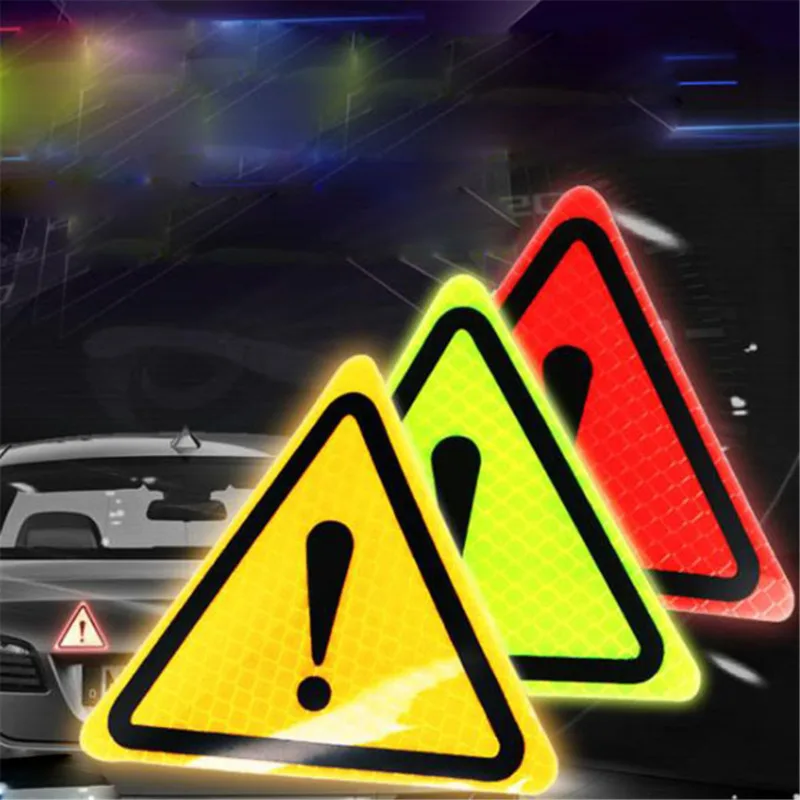 

Car Reflective Triangle Warning Sticker Rear Tail Bodywork Safety Sticker Automotie Motorcycle Decoration Decal Accessories