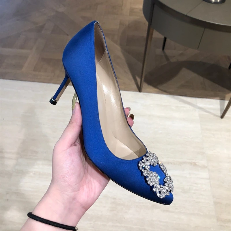 

2022 European and American spring and autumn classic ladies shoes diamond buckle decorative shoes