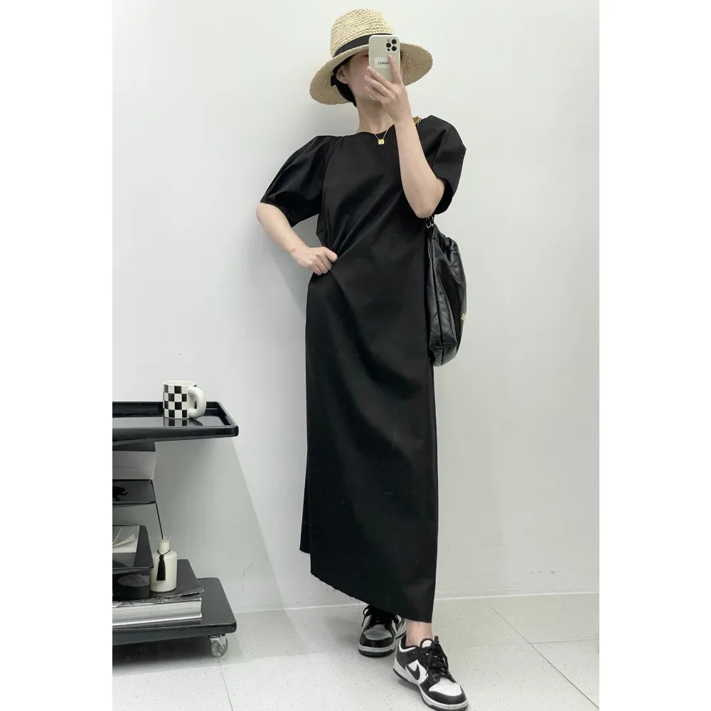 

Женское Хлопковое платье с коротким рукавом, свободного покроя