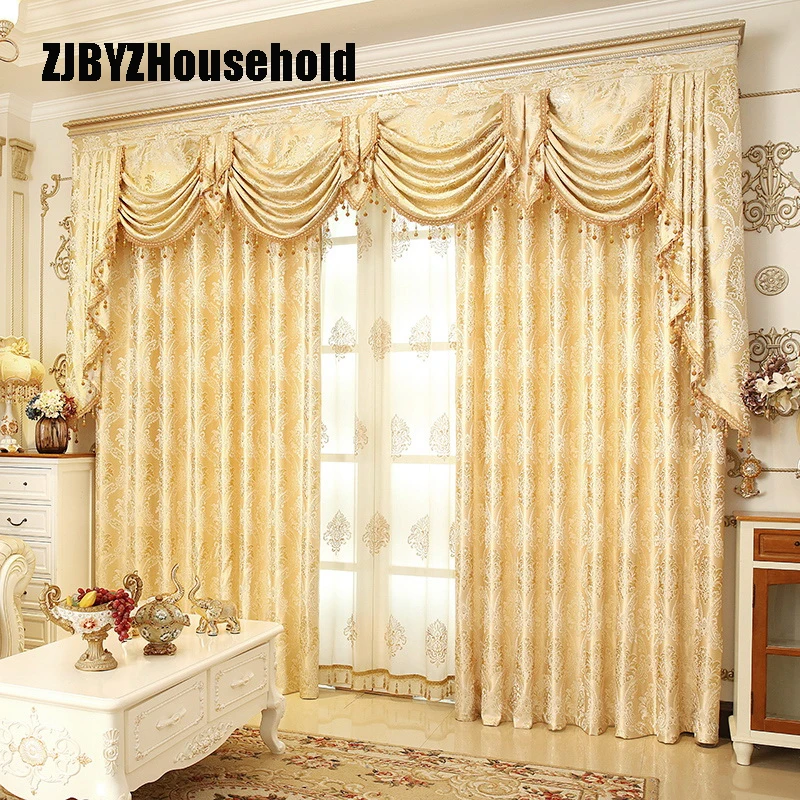 

Bedroom Window Curtains for Living Dining Room High-grade Contracted Europe Type Shade valance Custom Wave Golden Customization
