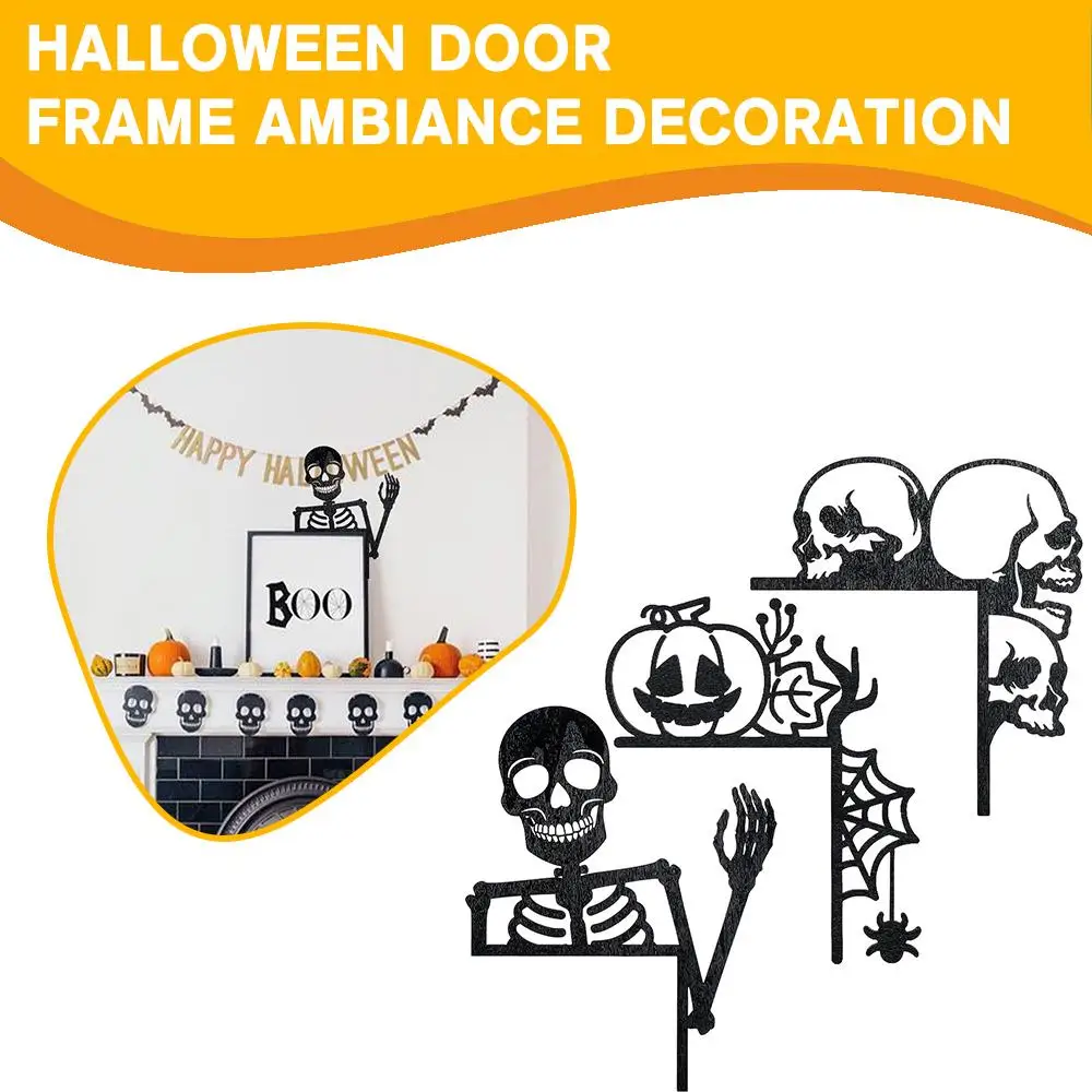 

Halloween Decoration Party Holiday Human Skeleton Skull Spider Web Silhouette Home Door Frame Corner Pendants For Home Room Z9H7