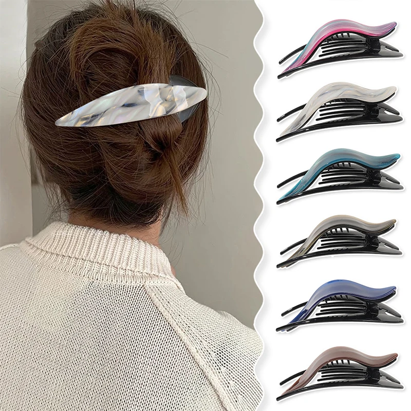 

Tortoiseshell Solid Color Hair Crab Hairpins Acrylic Ponytail Duckbill Clip Acetic Acid Barrettes Hair Clip INS Style Fashion