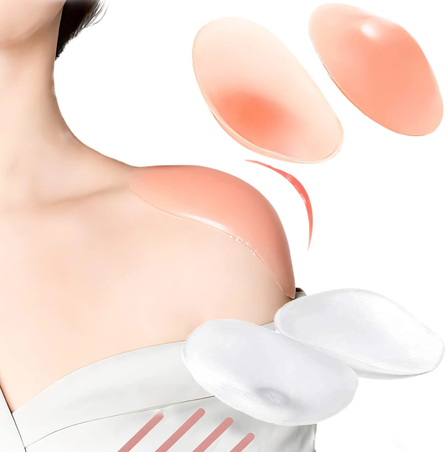 Silicone Shoulder Pads Womens Clothings Anti-Slip Shoulder Push-up Pads Reusable Natural Invisible Enhancer Shoulder Pads Cloth