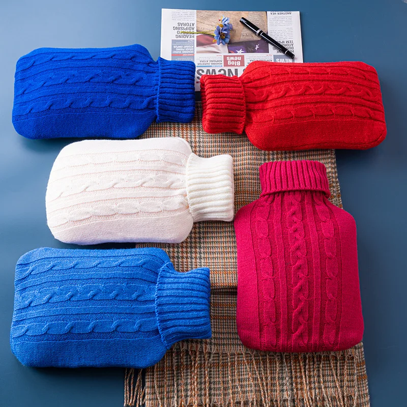 

Winter 2000ml Water Filling Bag Knitted Cloth Hot Water Cover Gloves Filled Warm Hand Treasure Flannel Convenient Warmer Bag