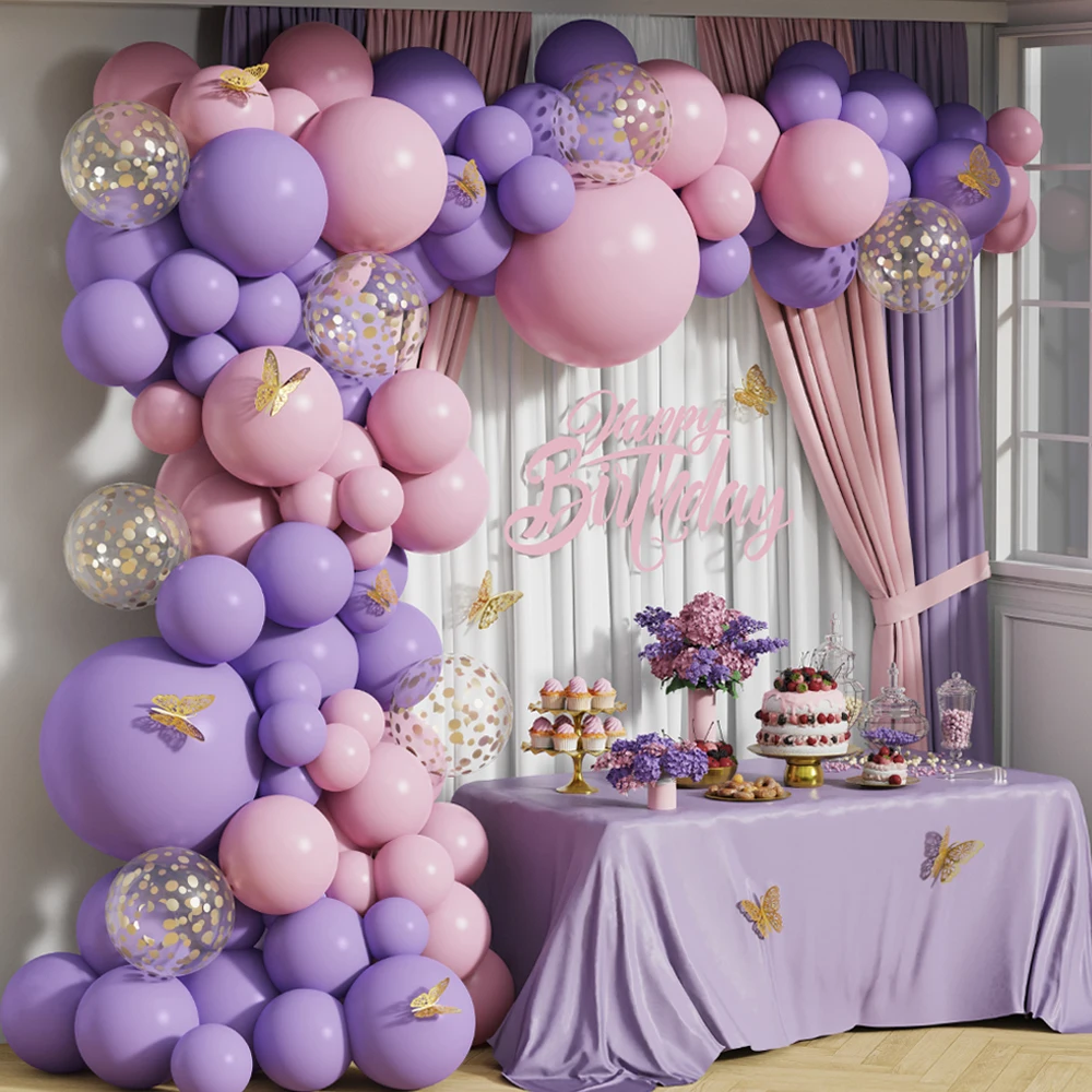 

81pcs Maca Pink Purple Latex Balloons for Birthday Party Decorations Baby Shower Wedding Decoration Global