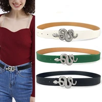 new silver snake buckle ladies fashion belt simple wild pu soft leather belt european trend jeans trousers accessories waintband