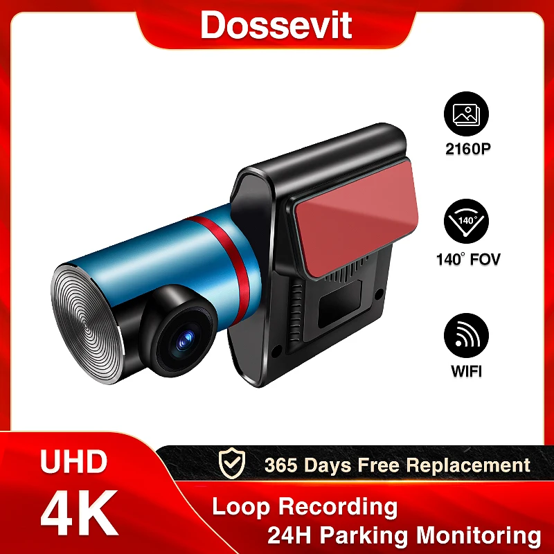 Dossevit Car Dash Cam 2160P HD Night Vision Mini Wifi Car DVR Android 4K Dual Camera 24H Parking Monitor Recorder Dash Board