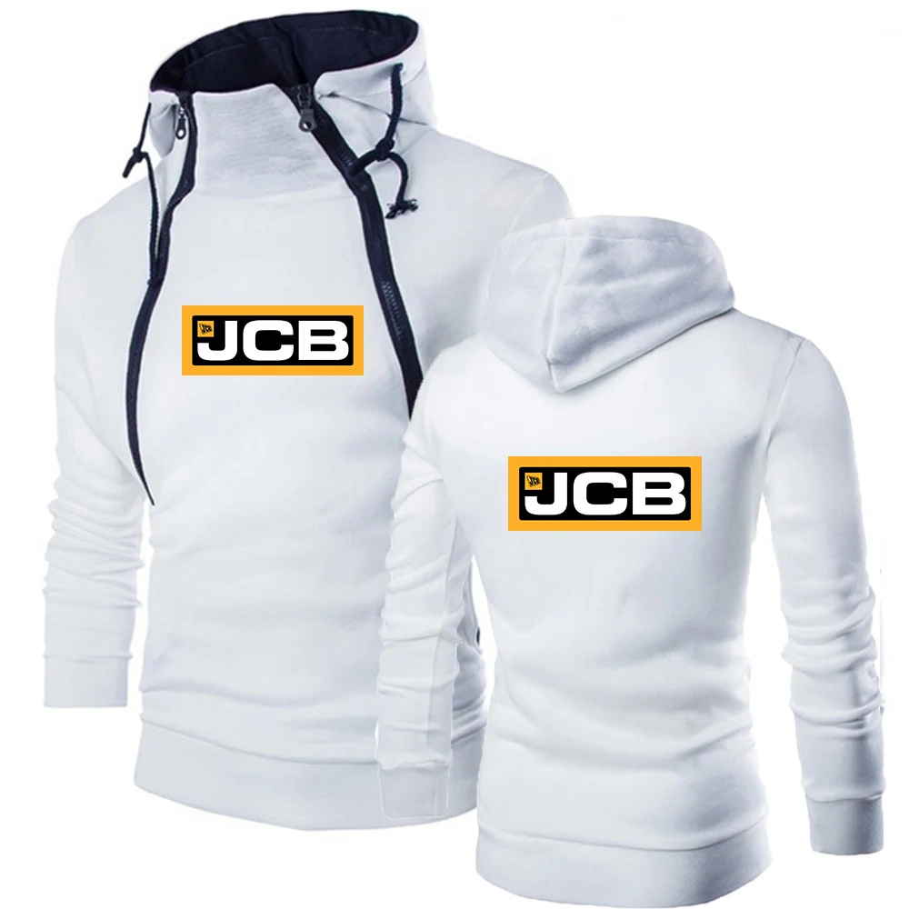 

Excavator Jcb Men Autumn Solid Color Hoodie Print Double Zipper Design Pullover Hooded Sweatshirt Long Sleeve Sports Sweater Top