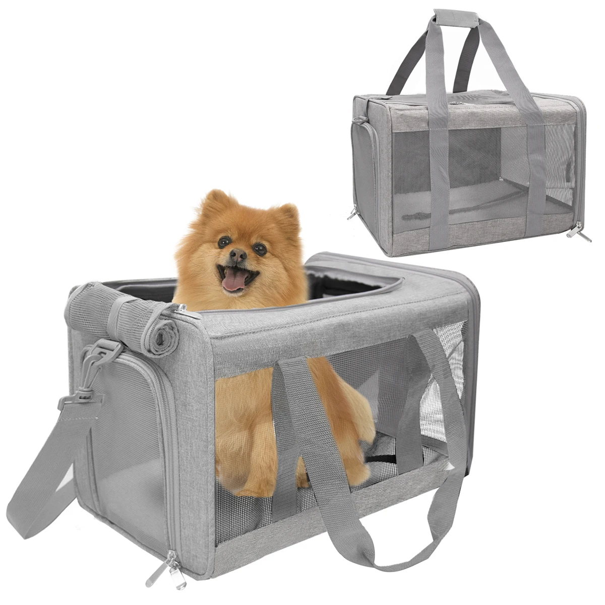 

Soft Dog Carrier Backpack With Reflective Strip Airline Approved Travel Pet Transport Bag Portable Handbag For Small Dogs