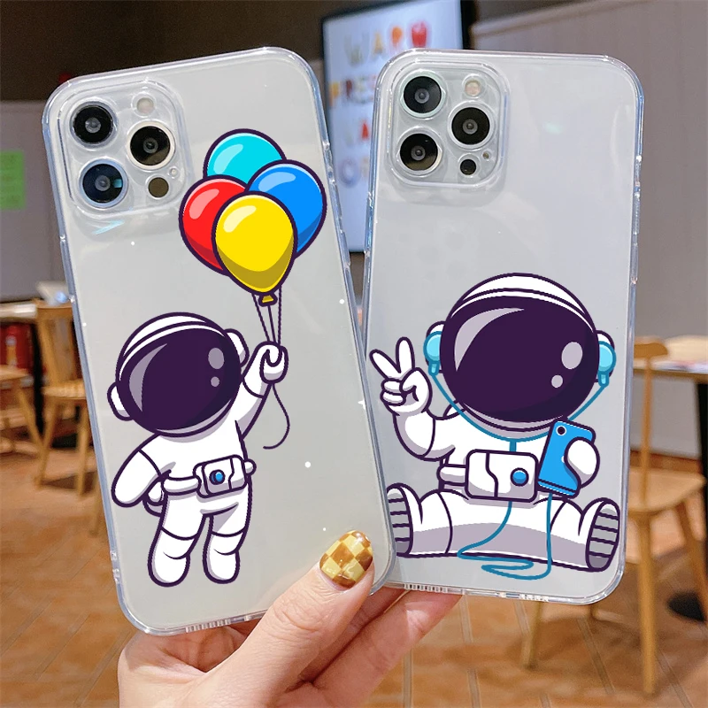 

astronaut funny joke For Apple iPhoneX XSMAX 13 12 ProMax 13promax 8Plus 5S 5 8 7 6 6S 11 SE 2020 transparent protective case