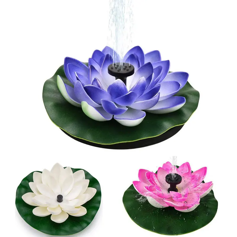 Bird Bath Solar Lotus Floating Water Fountain Waterscape Lotus Pond Waterfall Outdoor Bird Bath Fish Tank Pool Garden Decoration