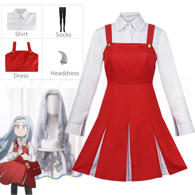 

Anime Boku no My Hero Academia Season 4 Eri Cosplay Costume Uniform Dress Halloween Costume Wig Horn Full Set Outfit