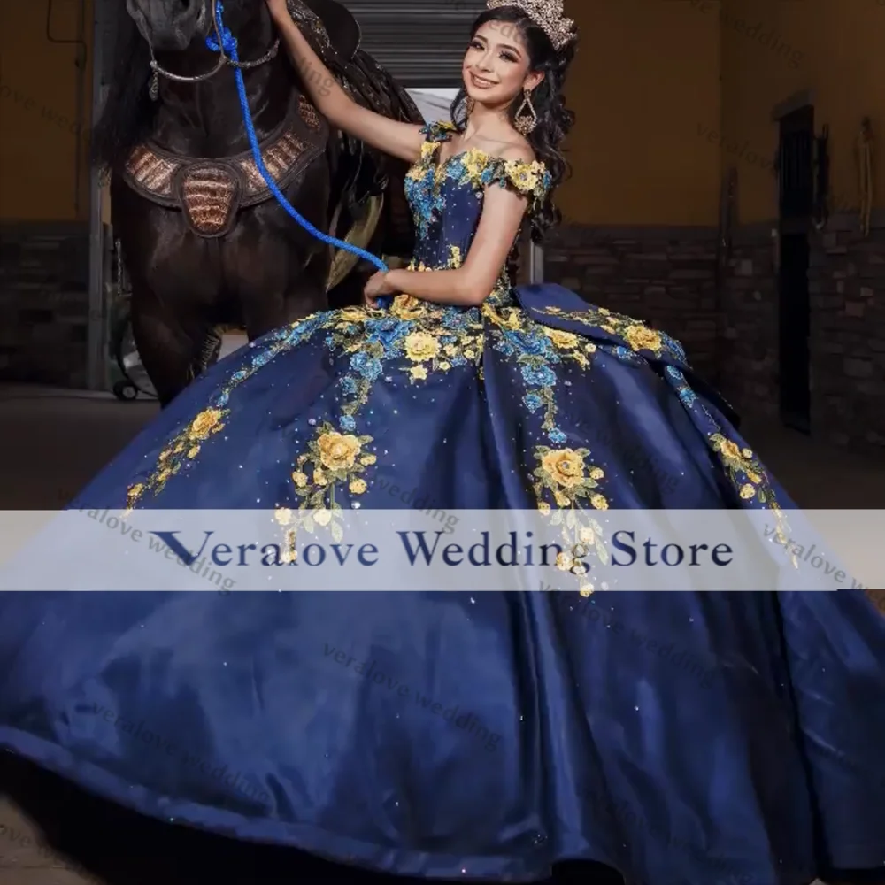 

vestido de debutante para 15 anos Flowers Lace Girls Princess Mexican Quinceanera Dresses 2022 Short Sleeves Mis Quince XV