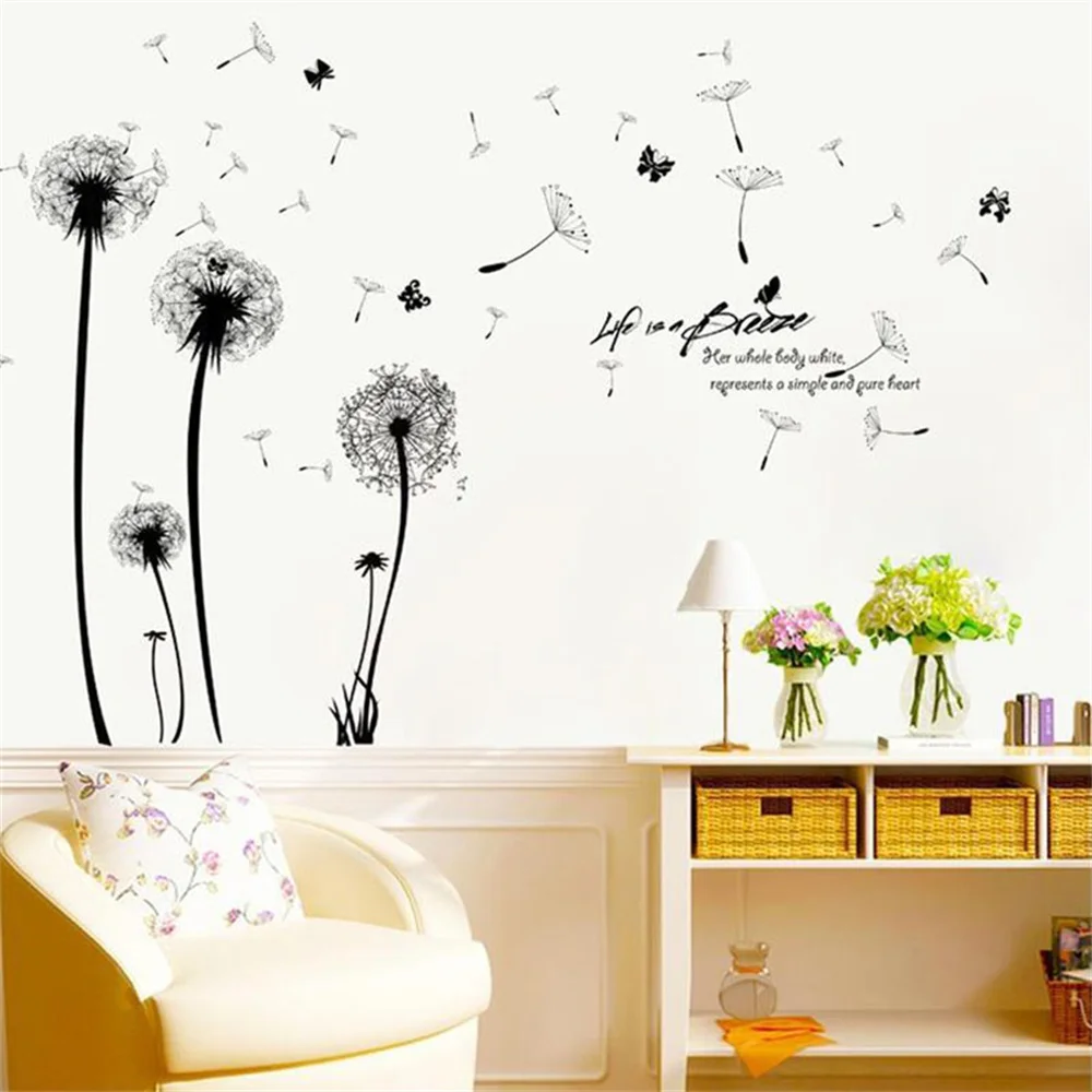 

Modern Romantic Dandelion flying wall Sticker for Wall Decals Bedroom Living Room TV background Art Home Decor Mural Stickers