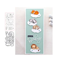 elephant rabbit cloud moon metal cutting dies and clear stamp for scrapbooking craft stencil seal sheet decor embossing template
