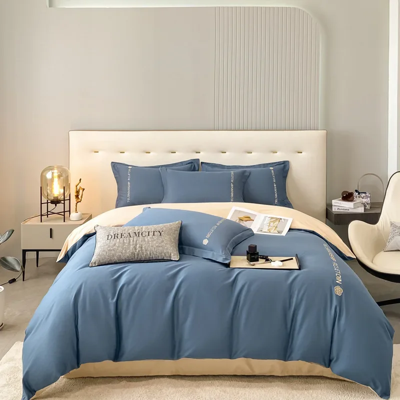 JFLEGAL 100% хлопок комплект из 4 предметов однотонная простыня пододеяльник полный