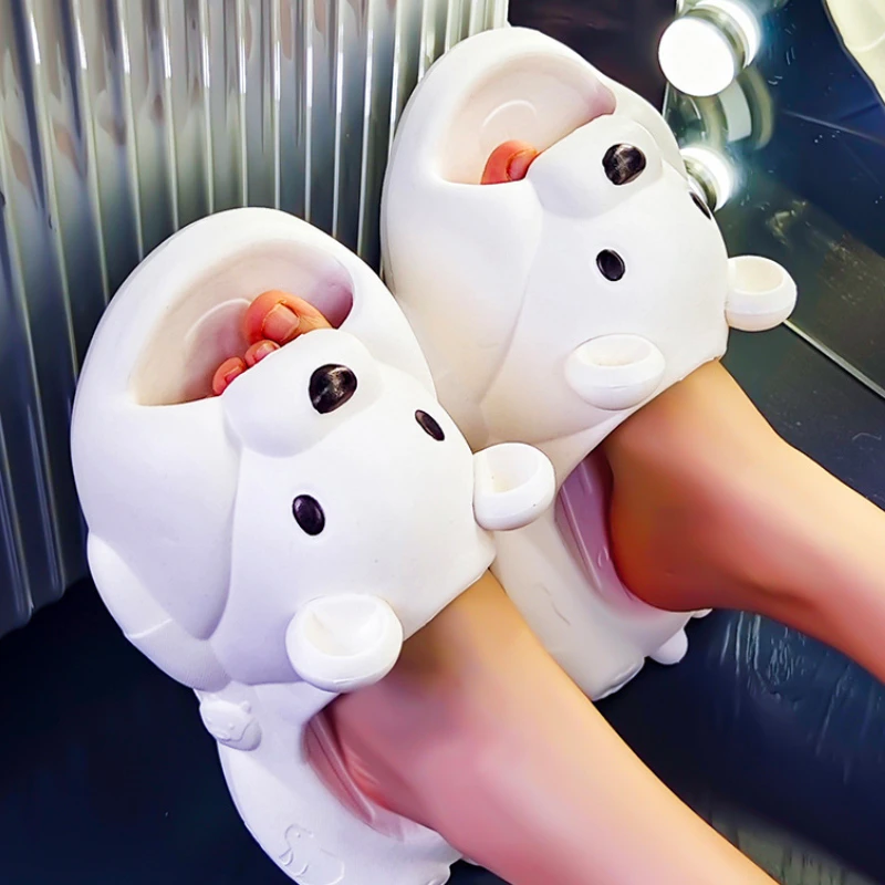 

Women's Lovely Cartoon Bear Bread Sandals EVA Soft Indoor Non-slip Slippers Home Slides Bathroom Quick-drying Couple Beach Shoes