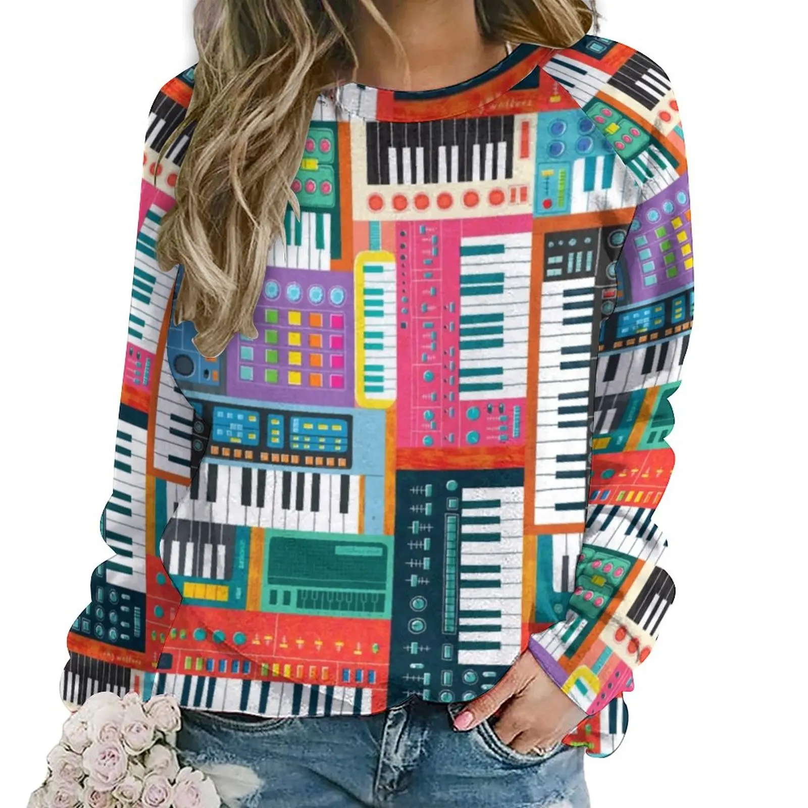 

Music Keyboards Casual Hoodies Women Pop Art Modern Custom Hoodie Spring Long-Sleeve Hip Hop Oversize Sweatshirts Birthday Gift