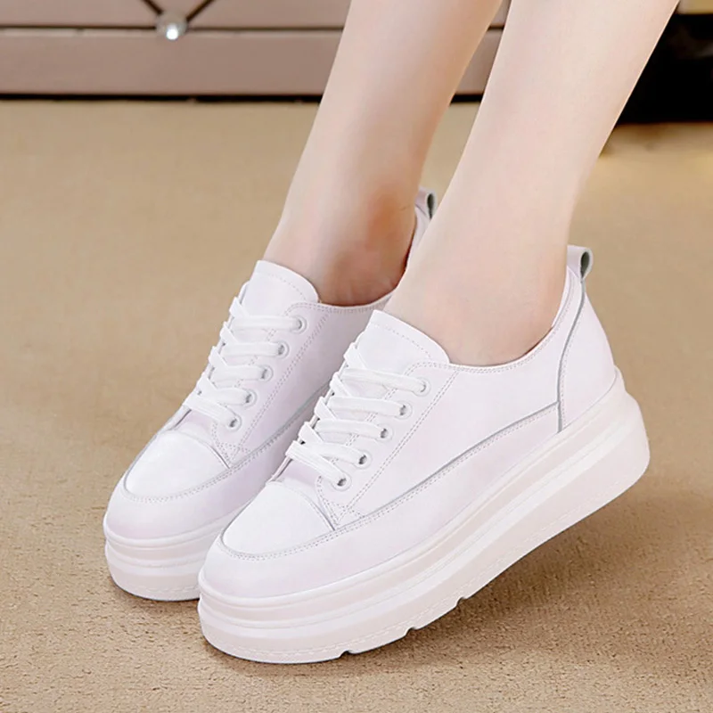 

2022 Leather Shoes Women's Sports Shoes Heightening Shoes Casual Women's White Shoes New Spring and Summer Thick Bottom 5cm