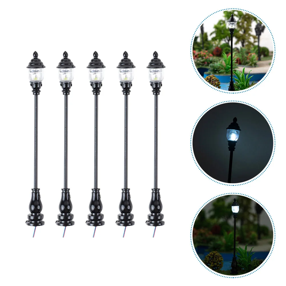 

Lamp Street Mini Miniature Model Light Post Train Decor Lights Lantern Railway Garden Table Pathway Landscape Village Lamps Sand