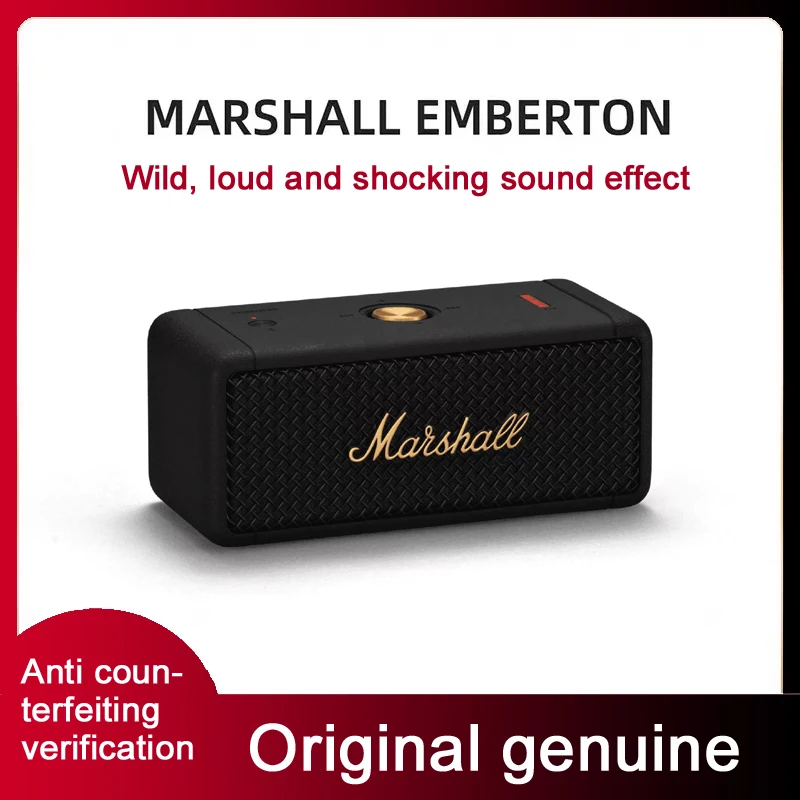 Оригинальный динамик Marshall Emberton, Беспроводная Bluetooth-колонка, басовый звук, водонепроницаемая iPX7 уличная Портативная колонка