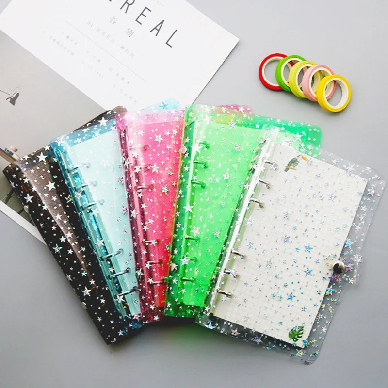 

A6 Binder Budget PVC Shell Gypsophila Sequins Notebook Cover Diary Agenda Planner Bullet Cover School Stationery 1pc