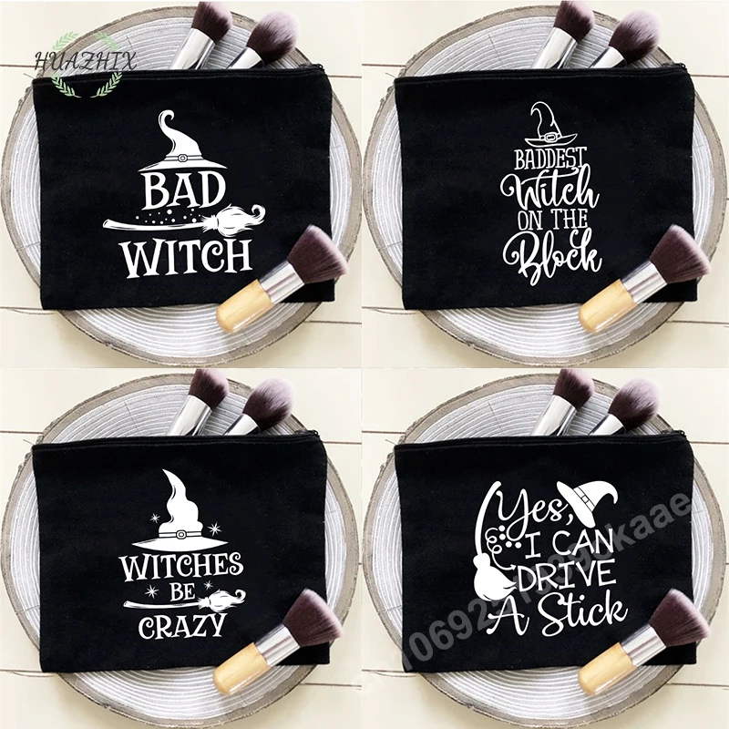 

Bad Witch Portable Cosmetic Bag Toiletries Organizer Pencil Bag Best Gift Female Halloween Theme Party Purse Clutch Makeup Case