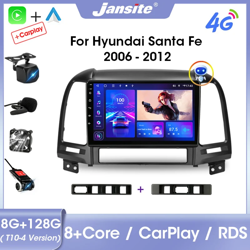 

Jansite 2Din Android 11 Car Stereo Radio Multimedia Video Player For Hyundai Santa Fe 2 2006-2012 Carplay Auto DVD IPS Screen FM