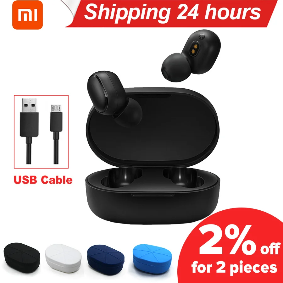 

Original xiaomi redmi airdots xiaomi tws wireless headset voice control hands free noise reduction faucet control