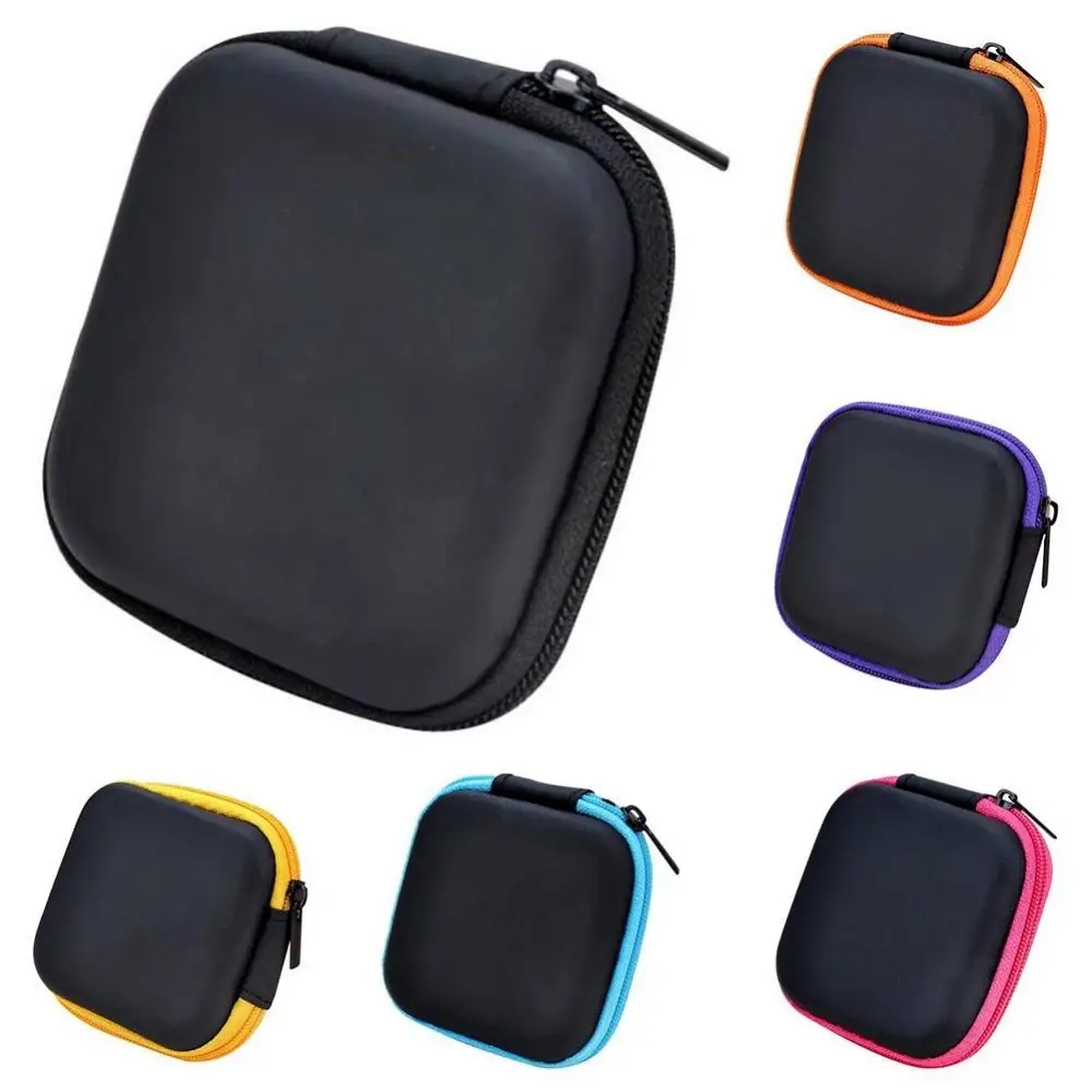 

Square Mini Earphone Storage Bag Universal Zipper Earphone Cable Data Cord Storage Bag Case Pouch Earphone Accessories