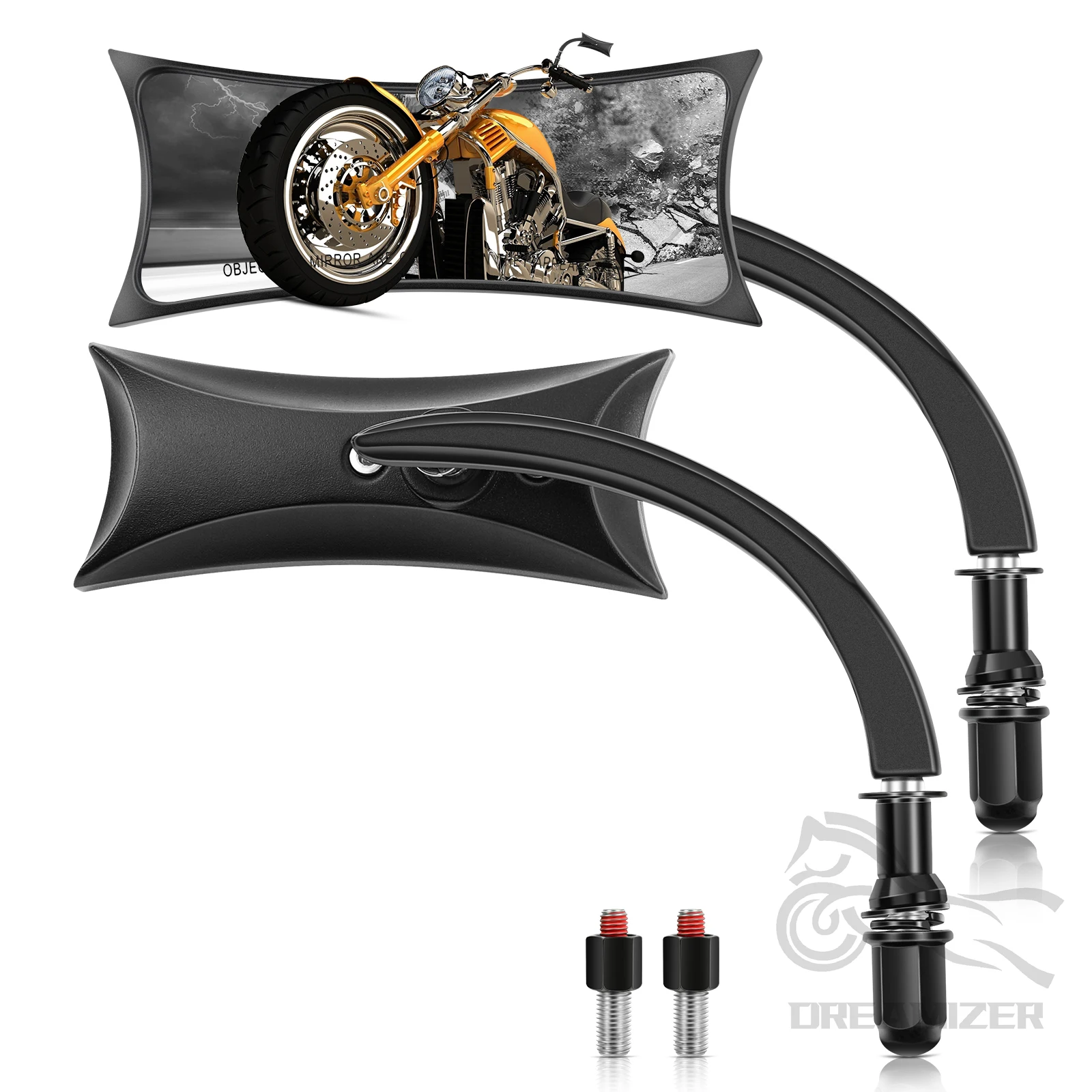 Зеркало заднего вида мотоциклетное черное хромированное 8/10 мм 2 шт.