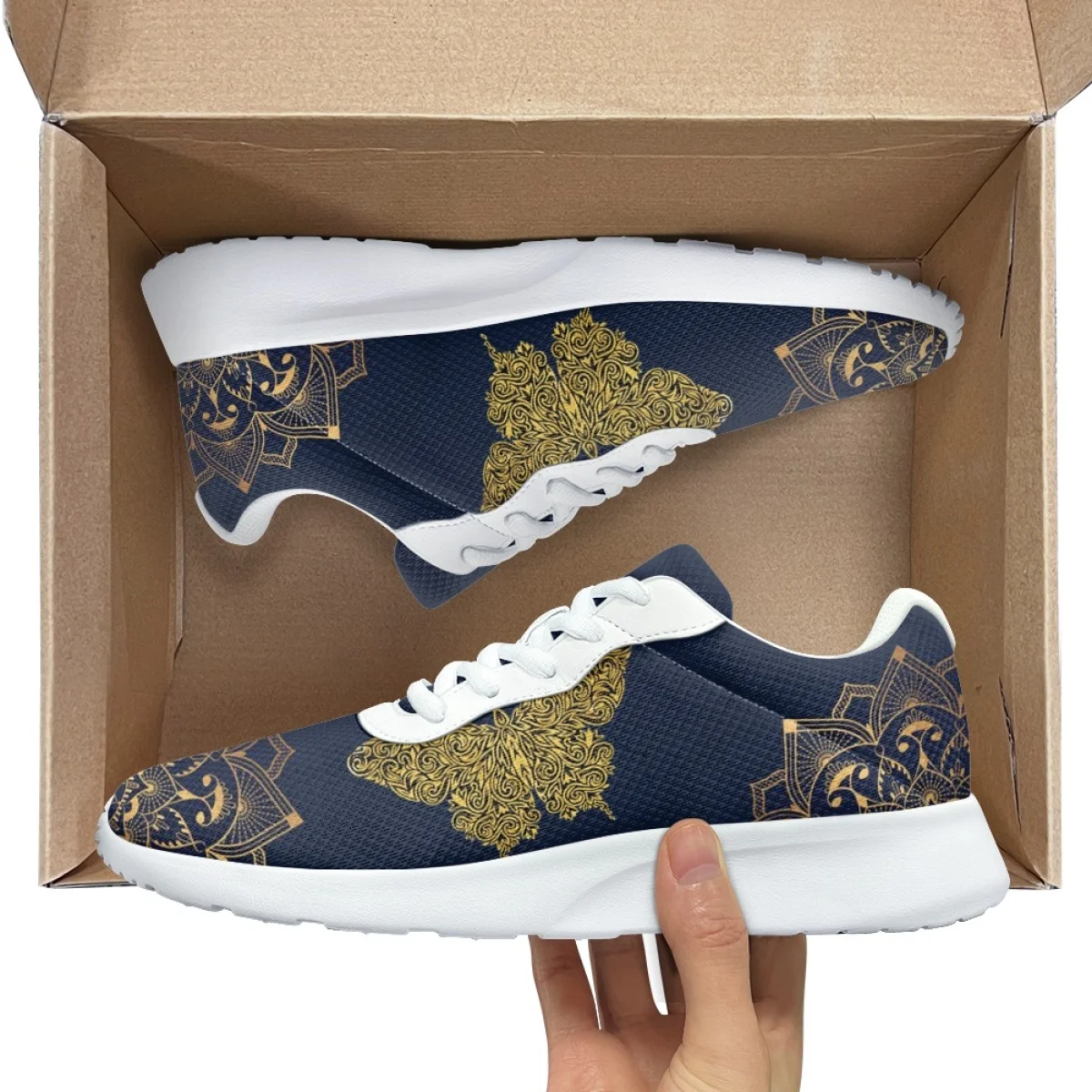 Новые женские кроссовки для бега с узором бабочки мандалы удобные мягкие прочные