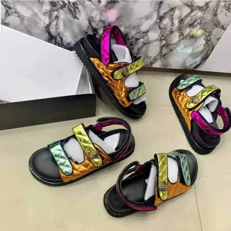

New Colorful Thick Bottom Beach Sandals Women Shoe Casual Sandals Large Size Colorful Gold Platform Summer Sandal For Women
