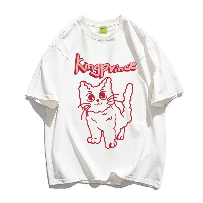 

2023 Kawaii Harajuku Style Cute Women's Personalized Outwear Top Short Sleeve Sweet Spicy Loose Round Neck Printed T-shirt