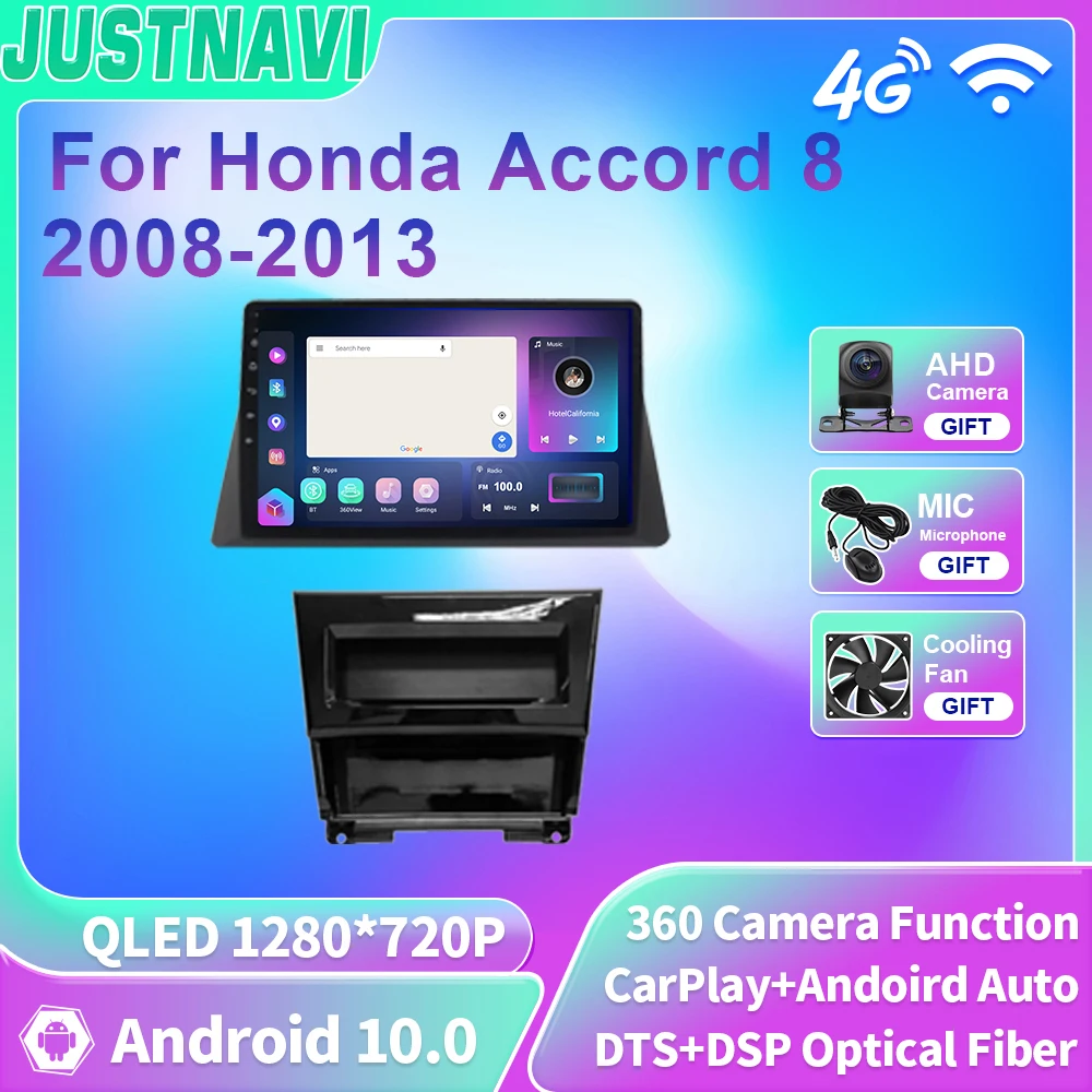 

JUSTNAVI QLED Car Radio For Honda Accord 8 2008-2013 Android 10 Multimedia GPS DSP 4G BT WIFI Video Player Navigation Carplay