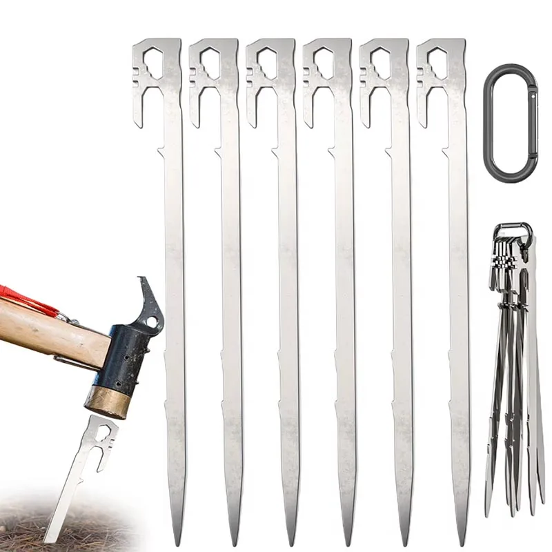 6 Шт. Колышки Для Палатки Кемпинговой 28 См Садовые Гвозди Из Нержавеющей Стали
