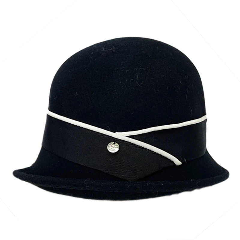 Winter women hat Fascinator hats Fedora wind Silk and Satin Feeling Felt Hat Flip brim basin hat solid wool dome wedding hat