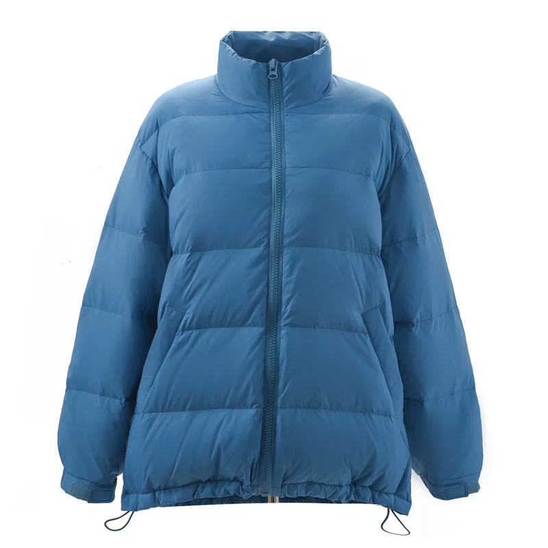 

Женская зимняя куртка на белом утином пуху, теплые женские пальто с воротником-стойкой, модная Синяя Женская одежда в Корейском стиле, WPY4361, ...