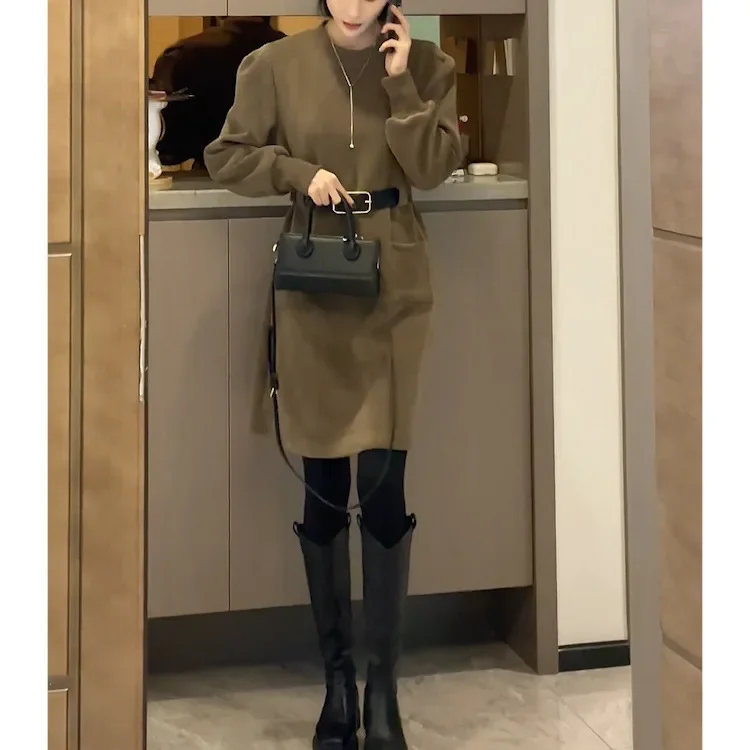 Новинка 2022 женское платье-свитшот с короткой внутренней юбкой