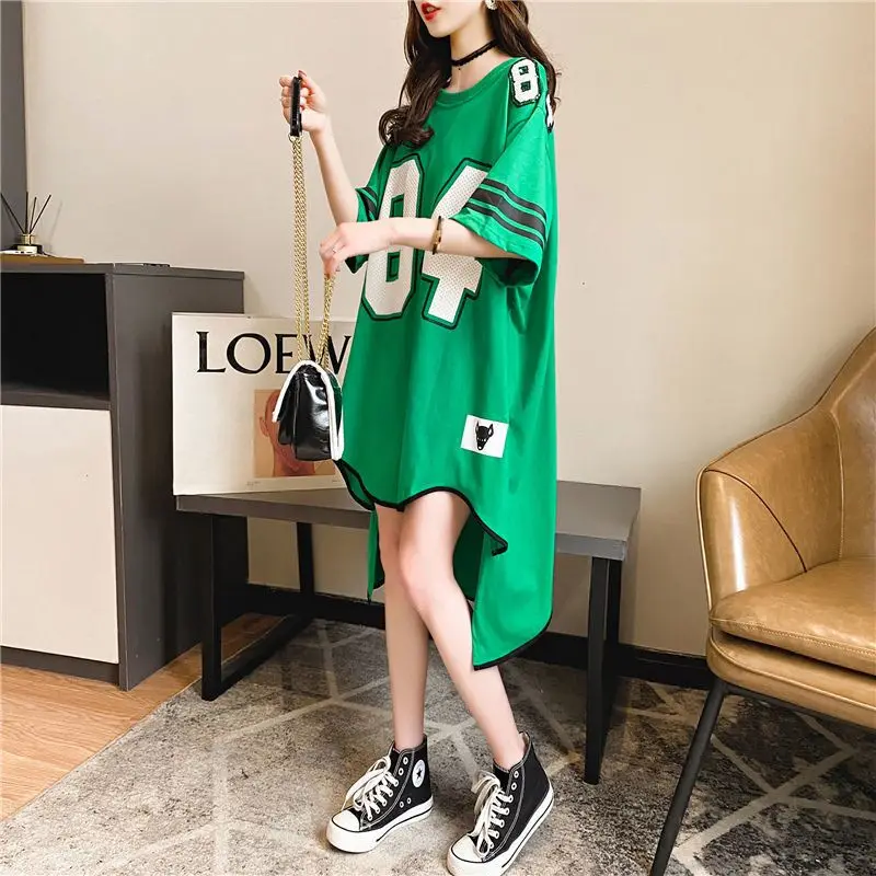 

Summer Harajuku Irregular Personality Design T-Shirt Students Loose Print Letter Top Tees Pullovers Streetwear