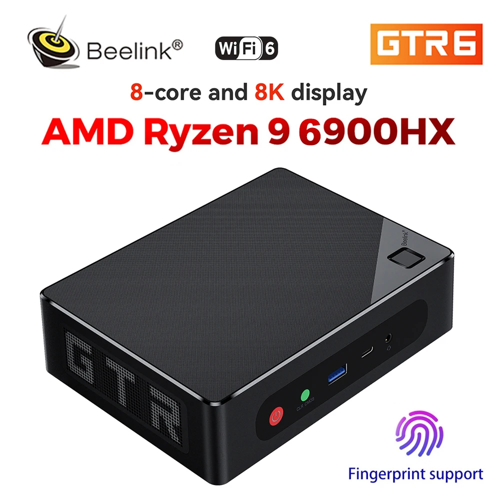 Beelink GTR6 Мини ПК AMD Ryzen 9 6900HX Windows 11 Pro мини 32 ГБ ОЗУ 500 Гб SSD Wifi 6E BT5.2 8K DP игровой
